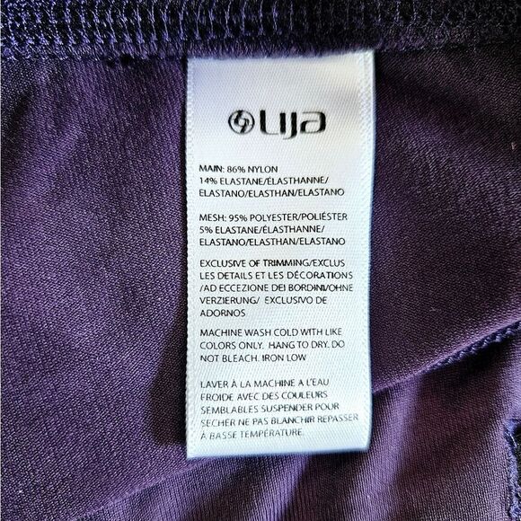 LIJA Energy Cropped Tennis Ball Pocket Purple Athletic UV Protection Leggings M - Picture 5 of 7